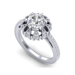 1.65 ctw VS/SI Diamond Art Deco Micro Pave Ring 18K White Gold