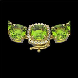 100 ctw Peridot & VS/SI Diamond Halo Micro Necklace 14K Yellow Gold