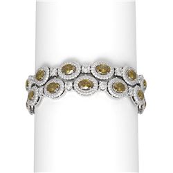 34.47 ctw Canary Citrine & Diamond Bracelet 18K White Gold