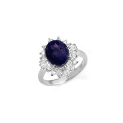 4.85 ctw Blue Sapphire & Diamond Ring 18K White Gold