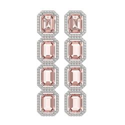19.81 ctw Morganite & Diamond Micro Pave Halo Earrings 10K White Gold