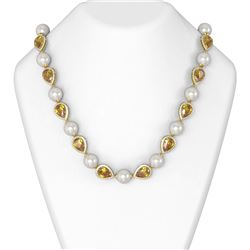 43.75 ctw Canary Citrine & Diamond Necklace 18K Yellow Gold