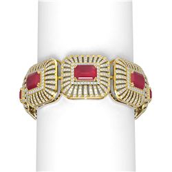 56.47 ctw Ruby & Diamond Bracelet 18K Yellow Gold