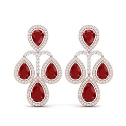 29.23 ctw Designer Ruby & VS Diamond Earrings 18K Rose Gold