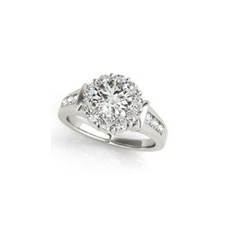 1.65 ctw Certified VS/SI Diamond Halo Ring 18K White Gold