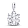 Image 1 : 14kt White Gold Round Diamond Flower Cluster Pendant 1/2 Cttw