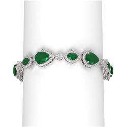 33.90 ctw Emerald & Diamond Bracelet 18K White Gold