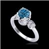 Image 1 : 1.75 ctw Fancy Intense Blue Diamond Art Deco Ring 18K White Gold