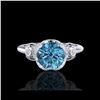 Image 2 : 1.75 ctw Fancy Intense Blue Diamond Art Deco Ring 18K White Gold