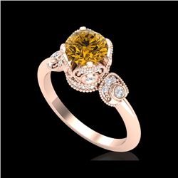 1.75 ctw Intense Fancy Yellow Diamond Art Deco Ring 18K Rose Gold