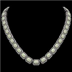 53.59 ctw Opal & Diamond Micro Pave Halo Necklace 10K White Gold