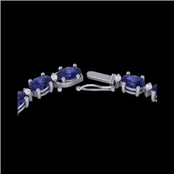 34 ctw Tanzanite & VS/SI Diamond Eternity Necklace 10K White Gold