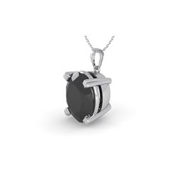 5.0 ctw Oval Black Diamond Designer Necklace 14K White Gold