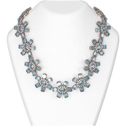 264.62 ctw Blue Topaz & Diamond Necklace 18K Rose Gold