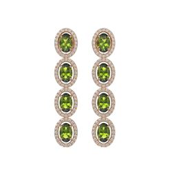 5.88 ctw Tourmaline & Diamond Micro Pave Halo Earrings 10K Rose Gold