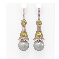 5.92 ctw Canary Citrine & Diamond Earrings 18K Rose Gold