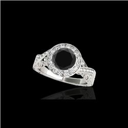 1.75 ctw Certified VS Black Diamond Solitaire Halo Ring 10K White Gold