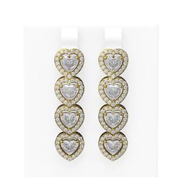 6.55 ctw Heart Diamond Earrings 18K Yellow Gold