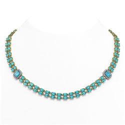 61.05 ctw Swiss Topaz & Diamond Necklace 14K Yellow Gold