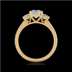2.14 ctw Princess VS/SI Diamond Art Deco 3 Stone Ring 18K Yellow Gold