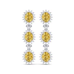 19.06 ctw Canary Citrine & VS Diamond Earrings 18K White Gold