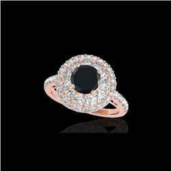 2.09 ctw Certified VS Black Diamond Solitaire Halo Ring 10K Rose Gold