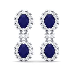 8.98 ctw Sapphire & VS Diamond Earrings 18K White Gold