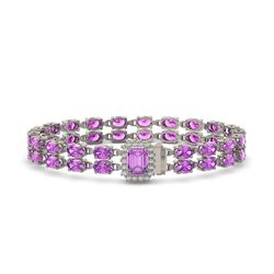 24.26 ctw Amethyst & Diamond Bracelet 14K White Gold