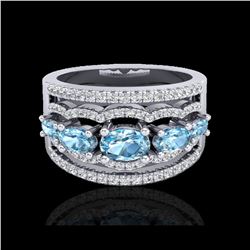 2.25 ctw Sky Blue Topaz & Micro Pave VS/SI Diamond Ring 10K White Gold
