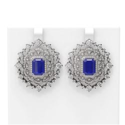 18.43 ctw Sapphire & Diamond Earrings 18K White Gold