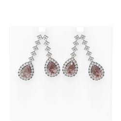 13.05 ctw Morganite & Diamond Earrings 18K White Gold