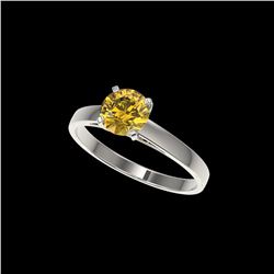 1.06 ctw Certified Intense Yellow Diamond Engagement Ring 10K White Gold