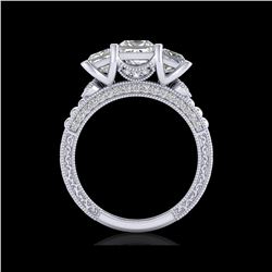 2.66 ctw Princess VS/SI Diamond Art Deco 3 Stone Ring 18K White Gold