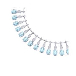 65.76 ctw Sky Topaz & VS Diamond Necklace 18K White Gold