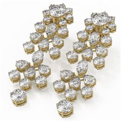 14.68 ctw Mixed Cut Diamond Designer Earrings 18K Yellow Gold