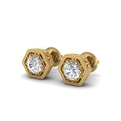 1.07 ctw VS/SI Diamond Solitaire Art Deco Stud Earrings 18K Yellow Gold