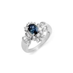 2.25 ctw Blue Sapphire & Diamond Ring 18K White Gold