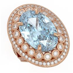 18.82 ctw Certified Sky Topaz & Diamond Victorian Ring 14K Rose Gold
