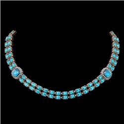 38.95 ctw Swiss Topaz & Diamond Necklace 14K Rose Gold