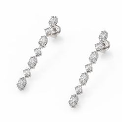 2.88 ctw Oval Cut Diamond Designer Earrings 18K White Gold