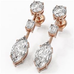 5 ctw Marquise Cut Diamond Designer Earrings 18K Rose Gold