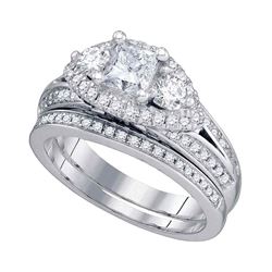 14kt White Gold Princess Diamond Bridal Wedding Engagement Ring Band Set 2-3/4 Cttw