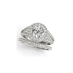 1.6 ctw Certified VS/SI Diamond 2pc Wedding Set Halo 14K White Gold