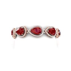 28.31 ctw Ruby & VS Diamond Bracelet 18K Rose Gold