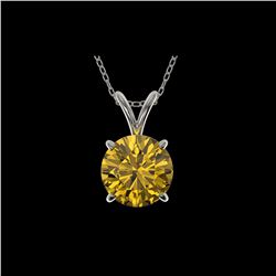 1.53 ctw Certified Intense Yellow Diamond Necklace 10K White Gold