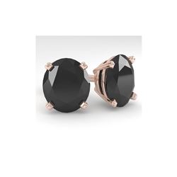 18.0 ctw Oval Black Diamond Stud Designer Earrings 14K Rose Gold