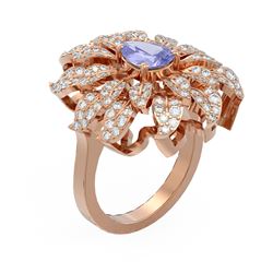2.92 ctw Tanzanite & Diamond Ring 18K Rose Gold