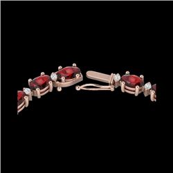 46.5 ctw Garnet & VS/SI Certified Diamond Eternity Necklace 10K Rose Gold
