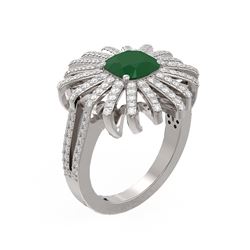 3.35 ctw Emerald & Diamond Ring 18K White Gold