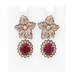 9.09 ctw Ruby & Diamond Earrings 18K Rose Gold